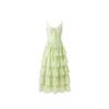 French Temperament Holiday Style Green Dress Women's Casual Style Summer New Waist Thin Cake Skirt Long Skirt