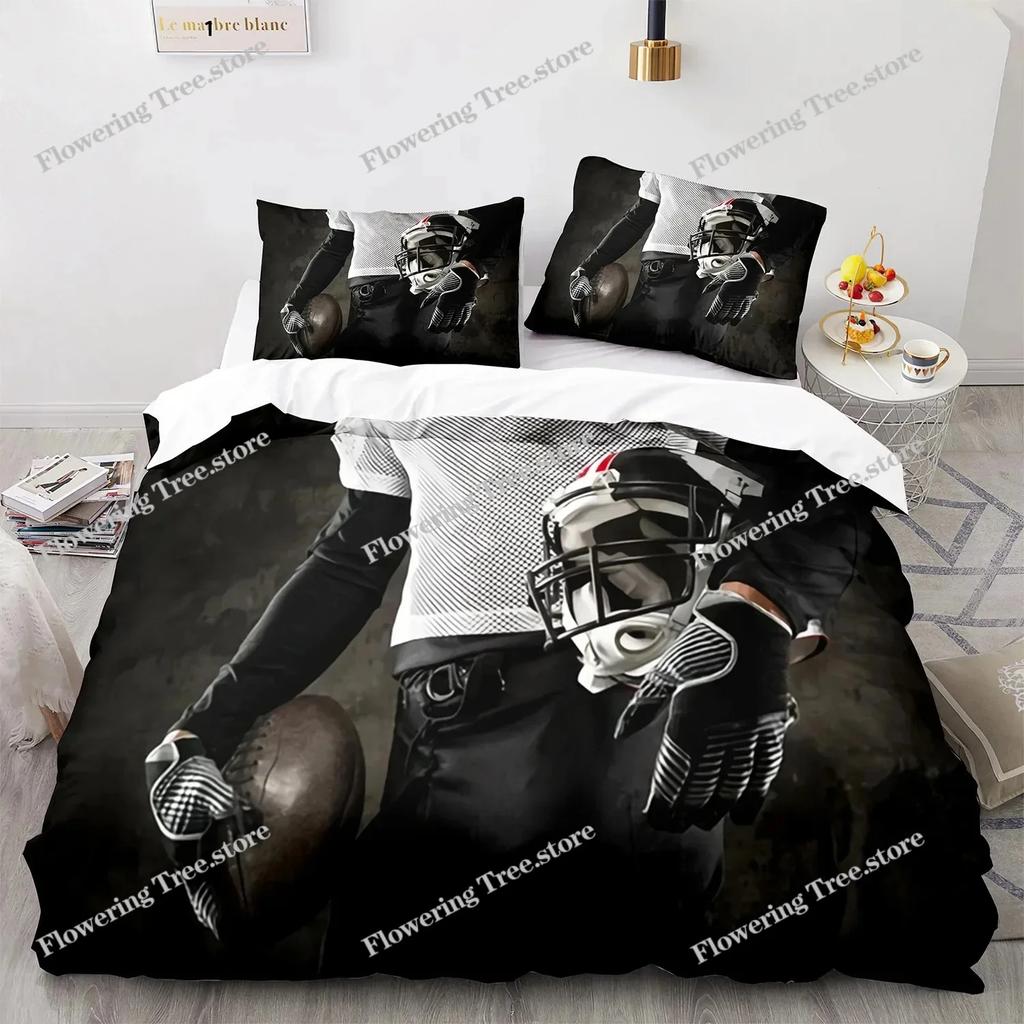 Football Duvet Cover For Boys Girls Burning Football Microfiber Sports Games Theme Soft King Size Quilt Cover