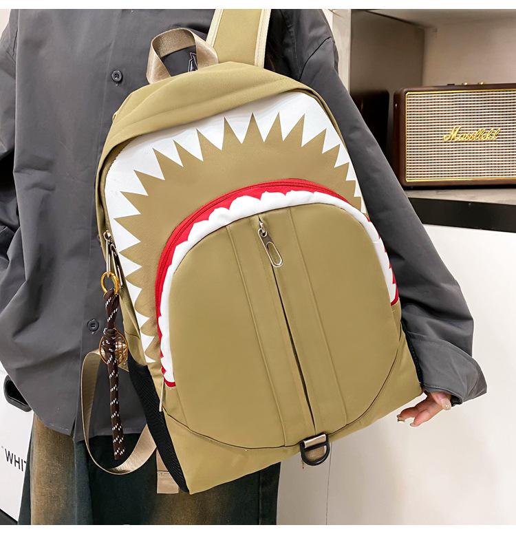Shark Luminous Funny Backpack: Trendy, Versatile, Large-Capacity School and Travel Bag