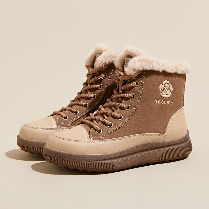 

Модные кроссовки GKTINOO из натуральной кожи, женские зимние ботинки, повседневная платформа, высокий верх, шнуровка, зимние теплые плюшевые женские повседневные туфли 250