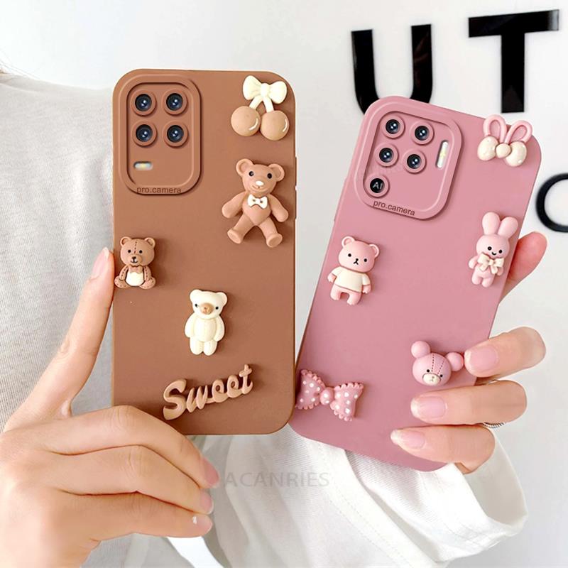 

Силіконовий чохол Reno5lite 3D Cartoon Bear For Oppo Reno 5 6 7 Reno5 Lite 10 A54 A74 A94 4g М яка задня кришка Realme 9 Pro Plus 8 realme 8 5g коричневий