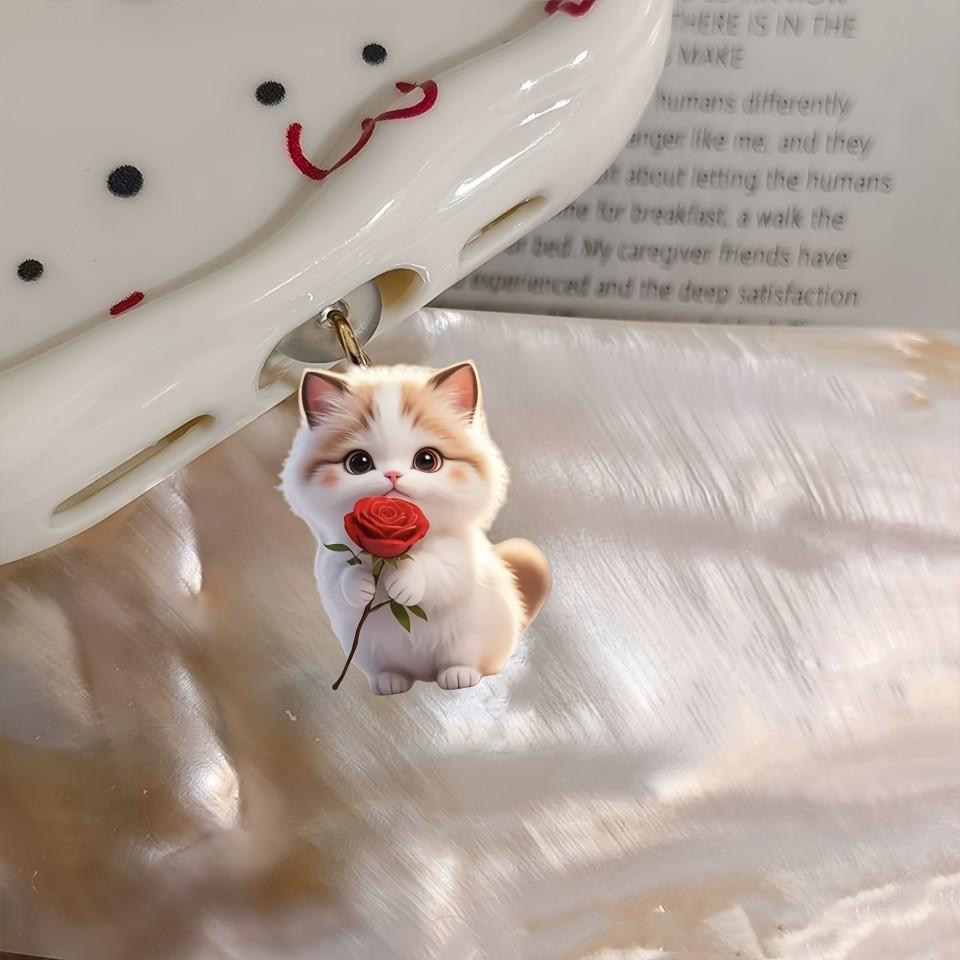 2D Acrylic Cute Kitten Phone Dust Plug, Phone Decoration Small Pendant Cute Dust Plug, Phone Decoration