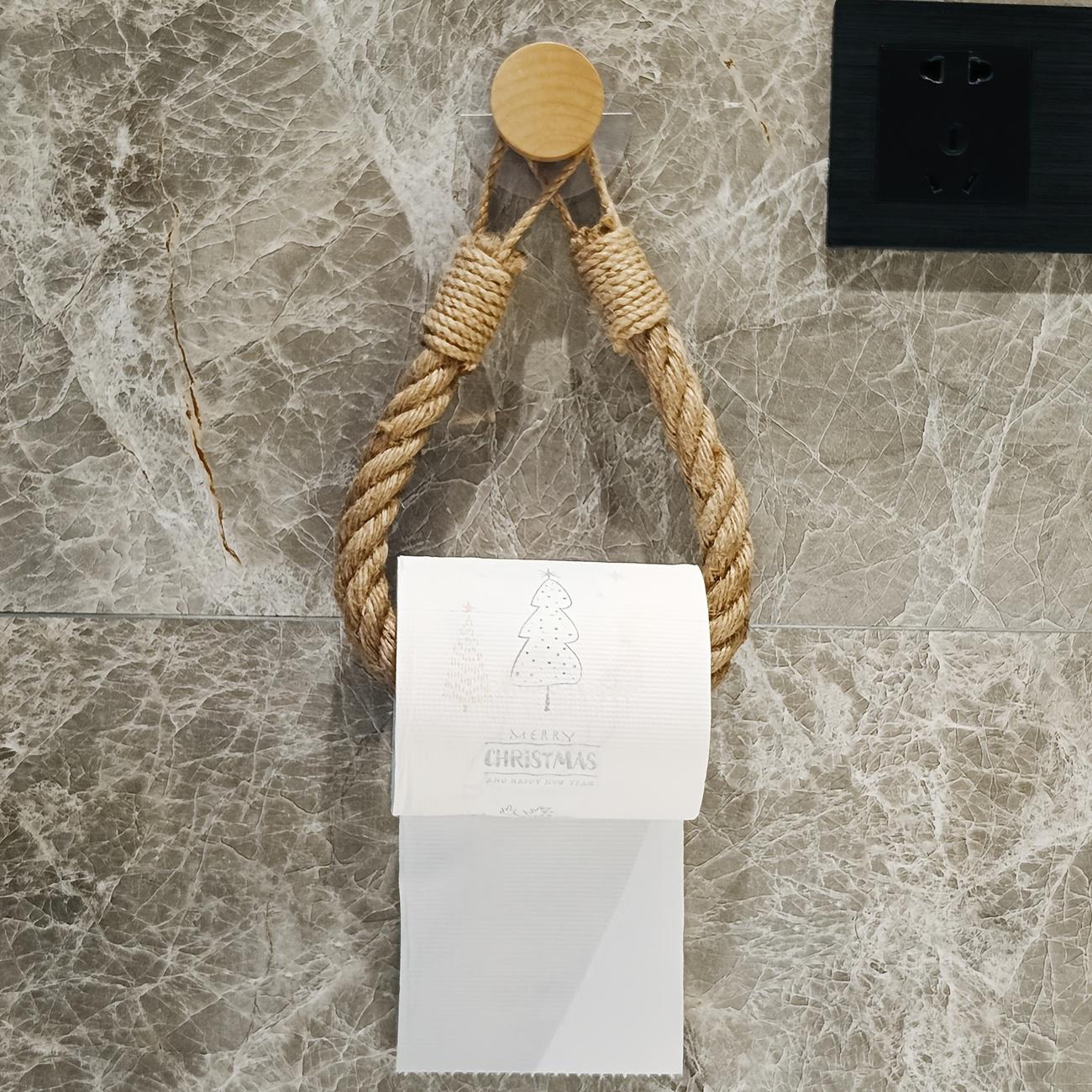 

Легкий в установке держатель для салфеток из пеньковой веревки, самоклеящийся держатель для полотенец для ванной, не требует сверления, креативный контейнер для хранения, украшение для ванной 1