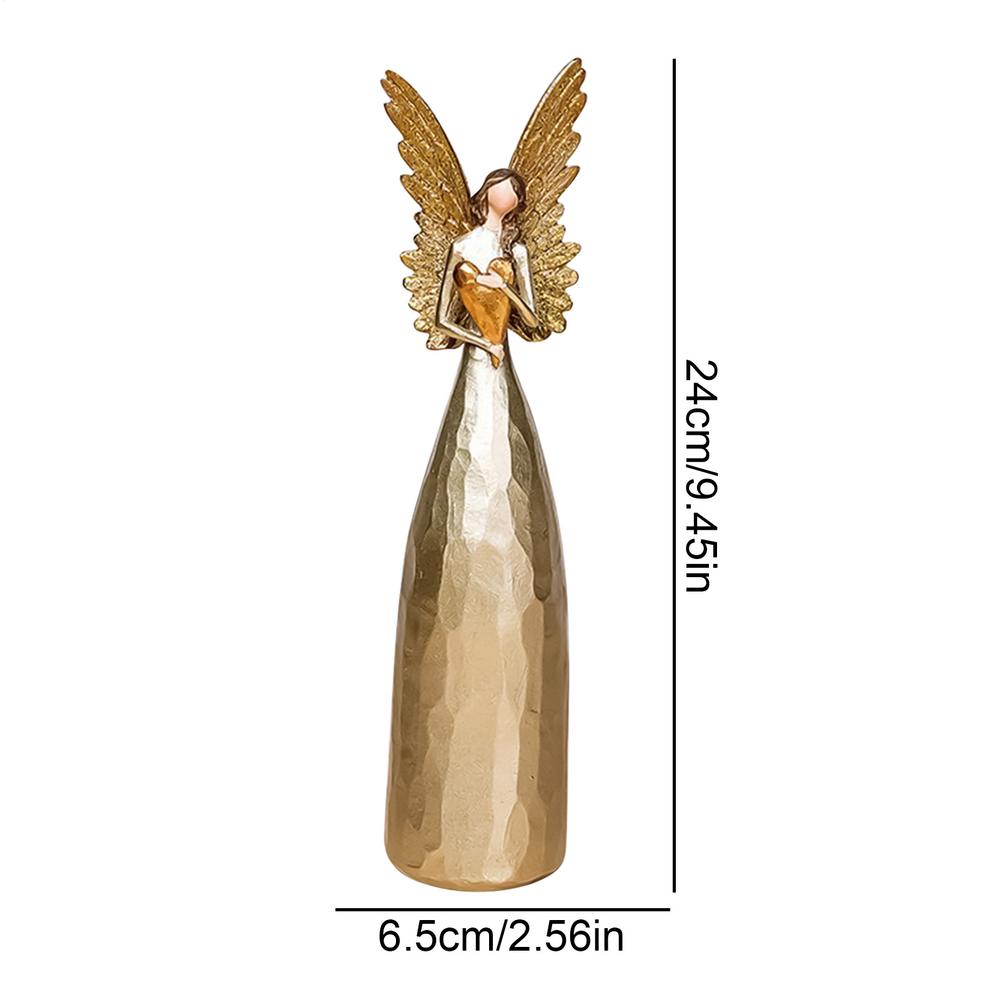 Статуэтка Ангела с Золотым Сердцем, Обнимающего, из смолы, Статуэтка Херувима, Декор Ангела, Настольный Дисплей, Коллекционные Фигурки, Поделки, Украшение