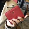 Rindsleder Damen Geldbörsen Kurze Dünne Kleine Brieftasche Chic Weihnachten Hirsch Knopf Damen Echtleder Kartenhalter Brieftasche Münzbörse