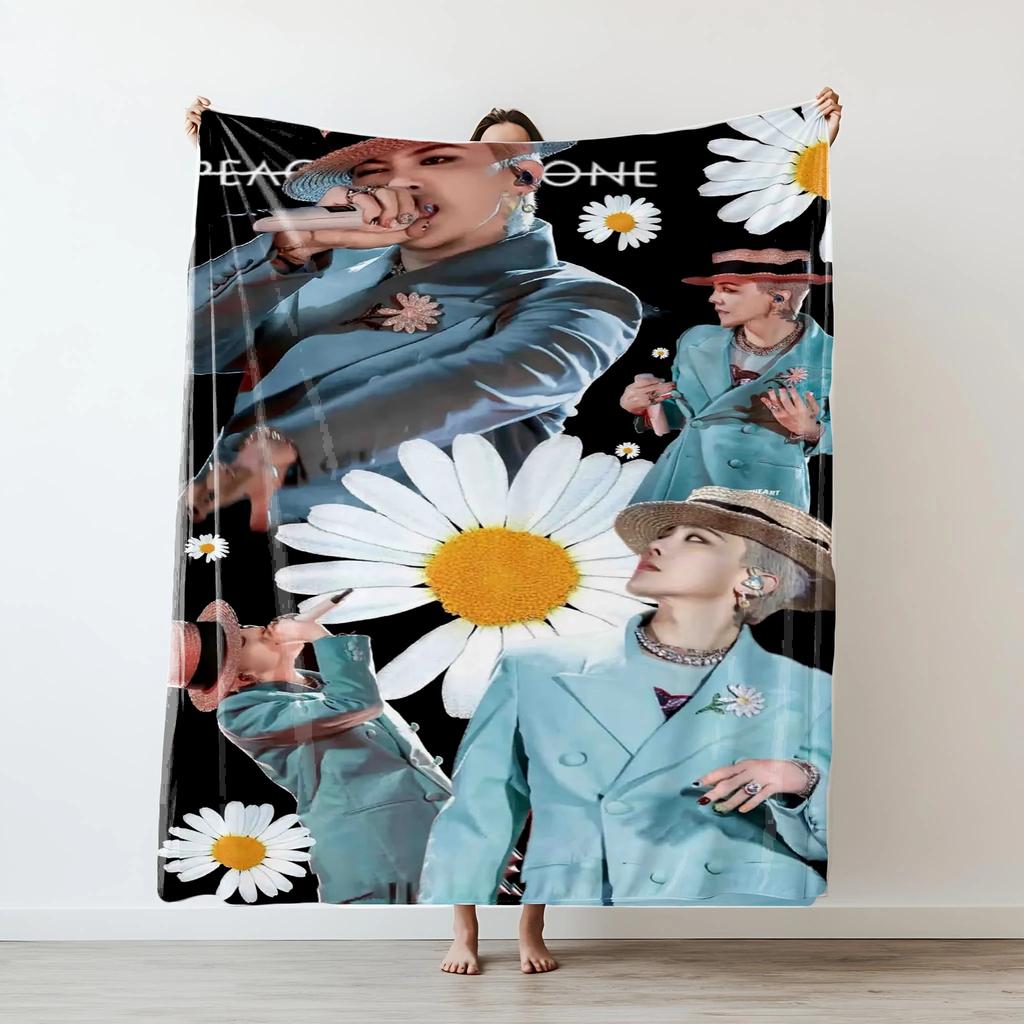 BIGBANG GDRAGON Custom Flannel Pattern Throw Blanket for Nap Time Perfect for Sofa Office AirConditioned Spaces