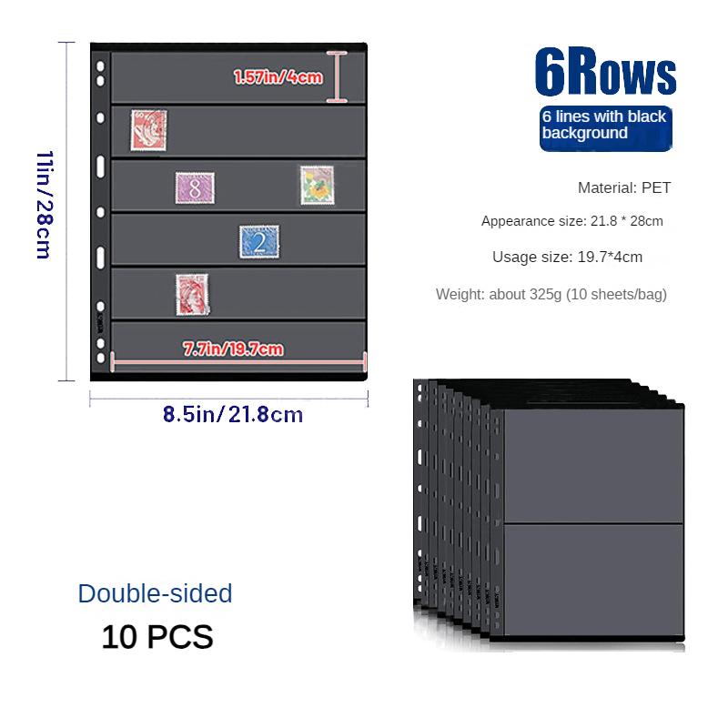 Standard 9-hole Double-sided Black Background Photo Album with Large Capacity for Stamp Collection and Paper Currency Collection