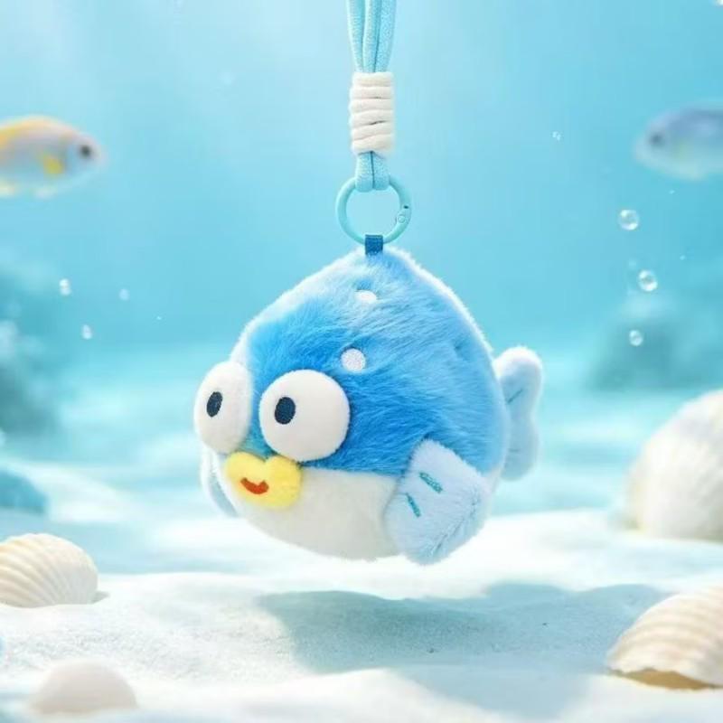 Adorable Marine Animal Plush Keychain: Crab, Lobster, Jellyfish, Shark Bag Charm Souvenir