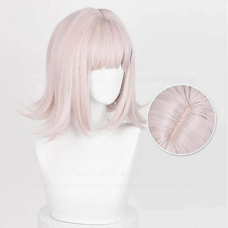 

Высококачественный парик для косплея Nanami ChiaKi, короткий серый, розовый, с термостойкими синтетическими волосами, для вечеринки в стиле аниме на Хэллоуин + шапочка для парика One Size