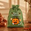 Handmade Style Party Bags 2Pcs Halloween Pumpkin Drawstring for Candy Treats, Retro Burlap Festival Totes Trick or Treat Bags, Portable Goodie