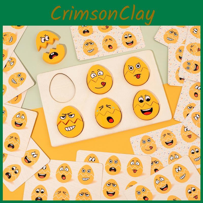 Early Education Kids Wooden Expression Egg Puzzle Toy With Face Changing Design