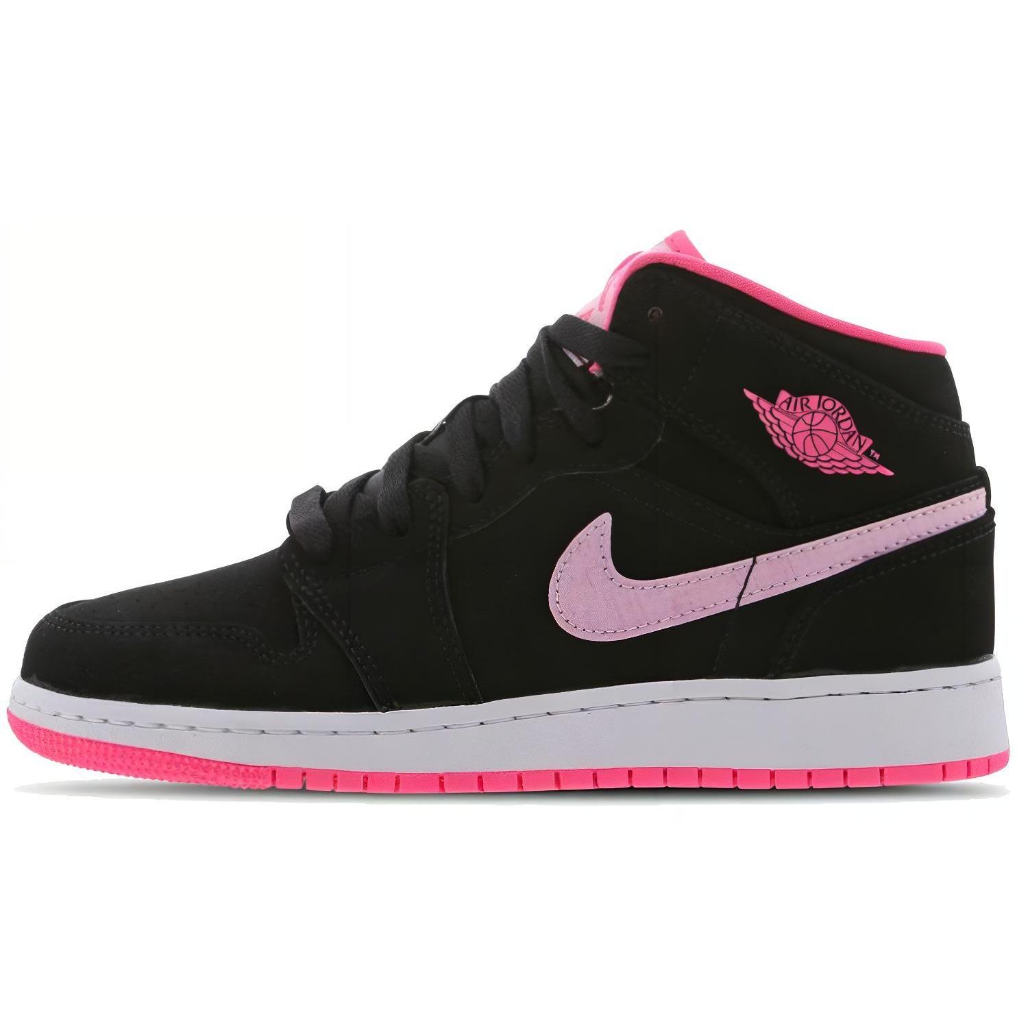 (GS) Air Jordan 1 Mid Black Digital Pink Kids 555112-066 EU 37.5