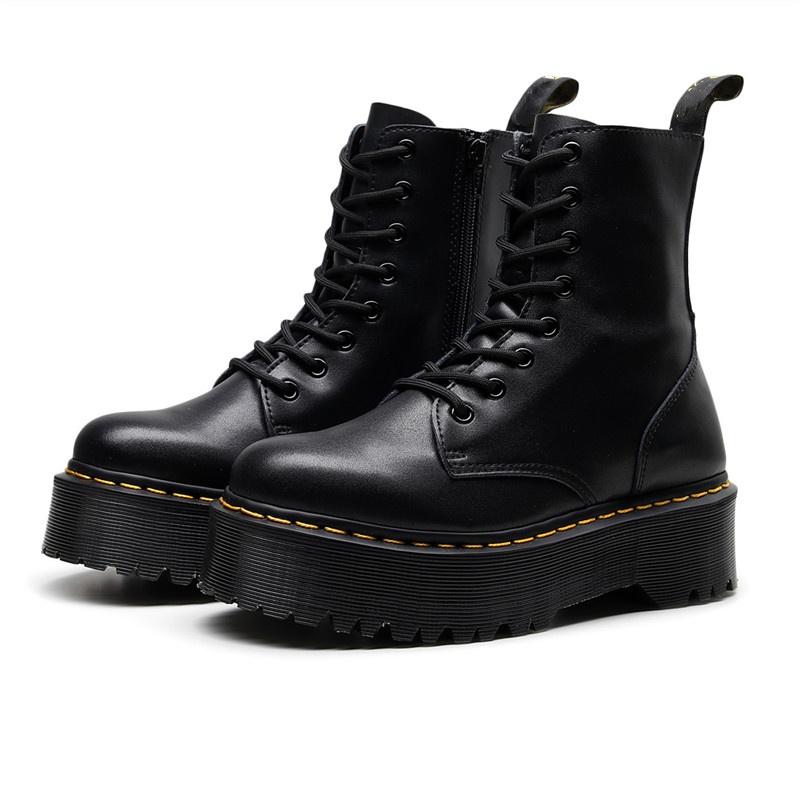 Britské punkové motocyklové boty s 8 dírkami: Dvoudílné nošení Robustní platforma se zipem vpředu - Módní unisexové celoroční boty pro