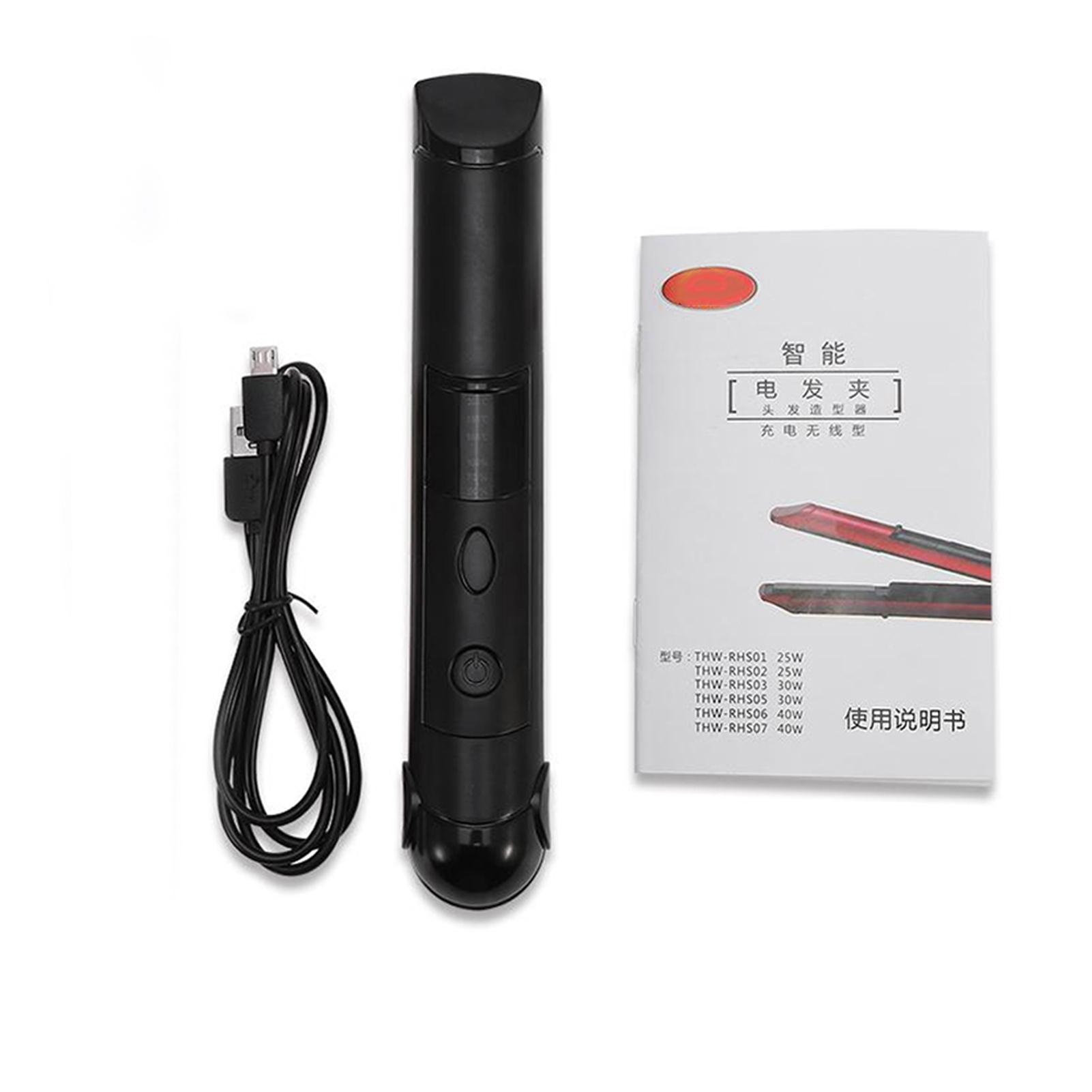 Rechargeable Cordless Hair Curler & Straightener Hair Ironing Device Styling Tool (Black)