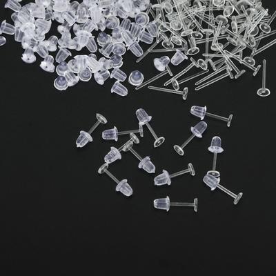 5mm Invisible Plastic Earrings Blank Pins Stud Tiny Head Findings DIY Supplies (300 Pieces/150 Pairs)