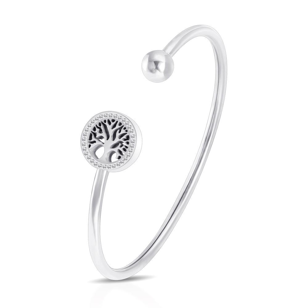 

Браслет с геометрическим узором и инкрустацией из циркона Lucky Tree Crystal Женский браслет с открытием серебряный