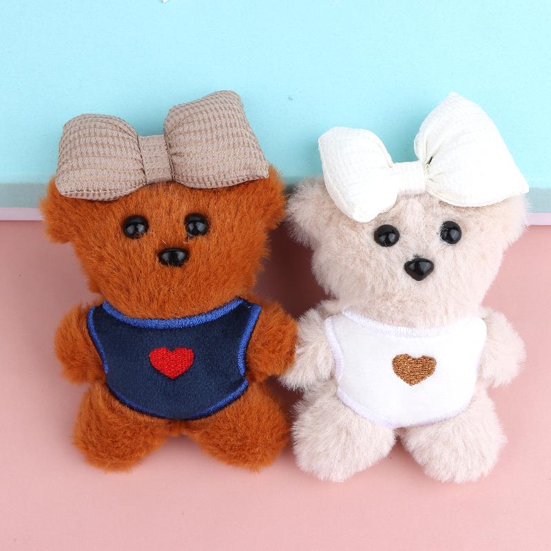 Cute Bow Tie Bear Plush Keychain Cartoon Stuffed Doll Keyring Pendant Bag Charms Couple Backpack Hanging Decoration Lovely Gifts