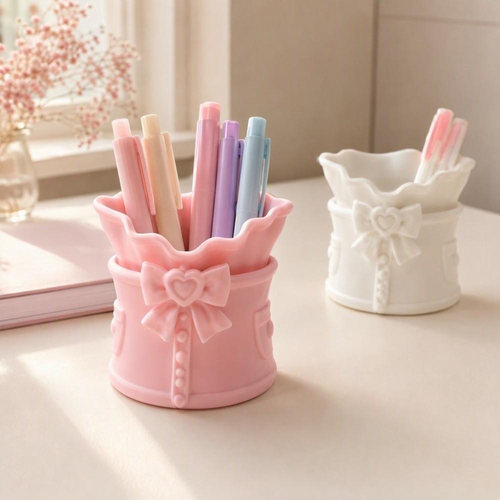 Ornament Bowknot Pen Holder Funny Pencil Rack Storage Display Shelf Desktop Organizer  Student