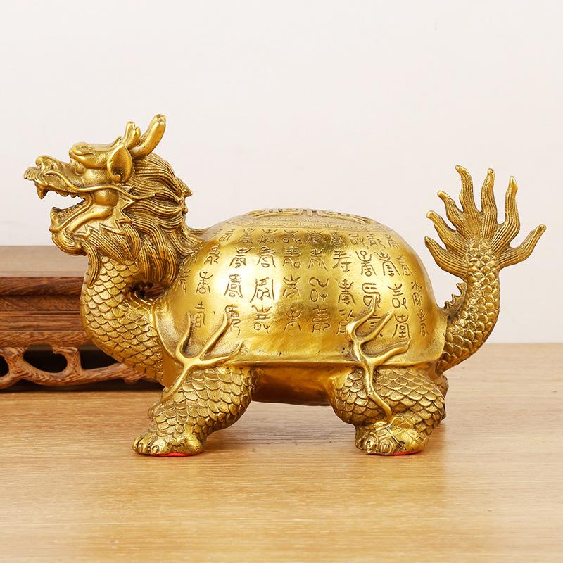 Brass Ornament Longevity Dragon Turtle Elderly Birthday Gift for Elders