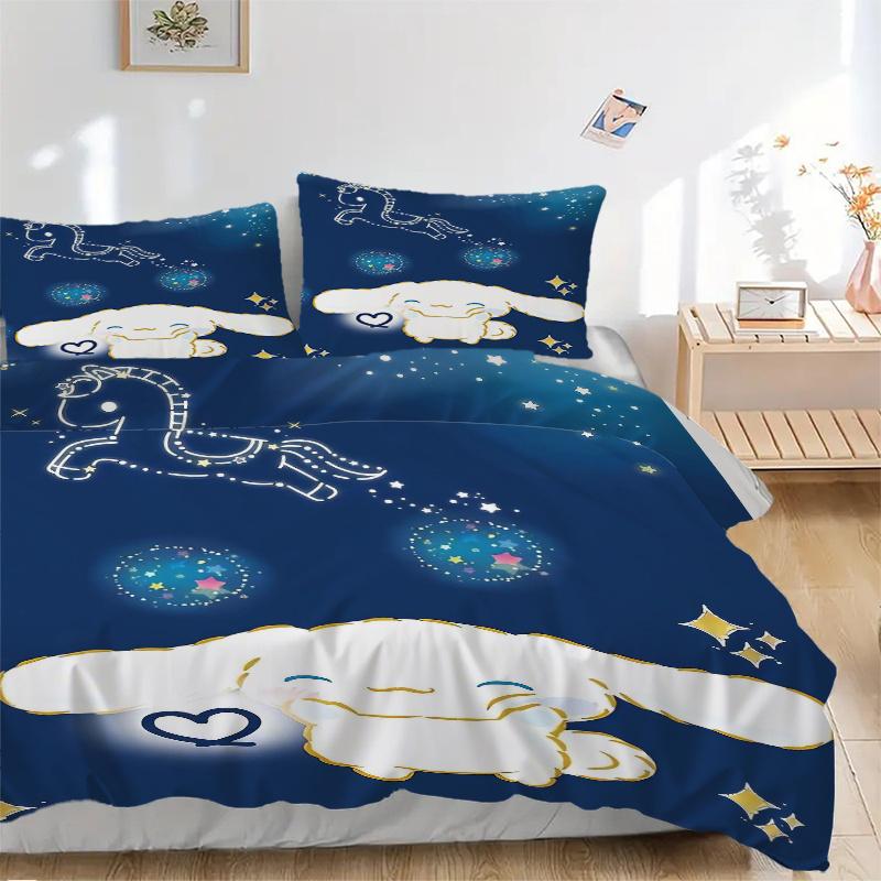

3pcs Happy Cinnamoroll Printed Quilt Set - Soft and Comfortable Quilt Cover for Bedroom, Guest Room and Dormitory Decorative Bedding Set 1 D 135x200cm