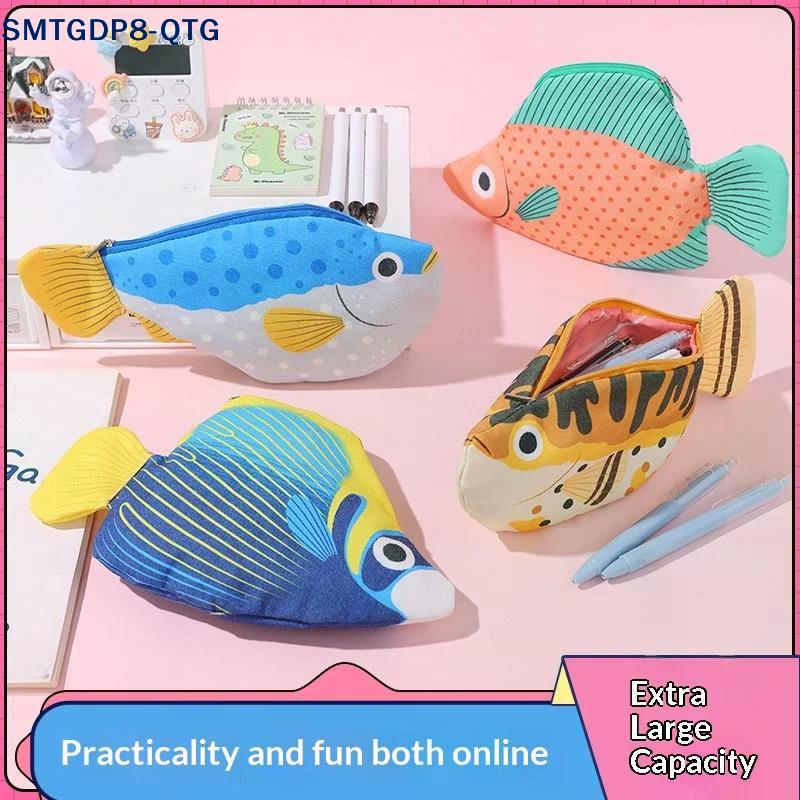 Kreatives skurriles Meeresfisch-Federmäppchen Große Kapazität Lustiger Cartoon-Organizer-Beutel Multifunktionale Aufbewahrungstasche Federmäppchen Geschenk