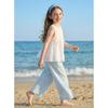 Montagut Girls' Summer Bowknot Vest & Straight Pants Set