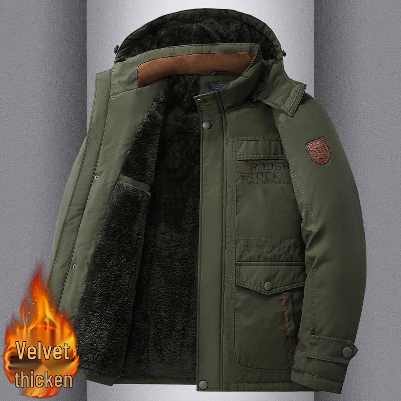 Men's Plus Size Winter Thick Velvet Cotton Jacket - Warm Anti-Cold Outerwear