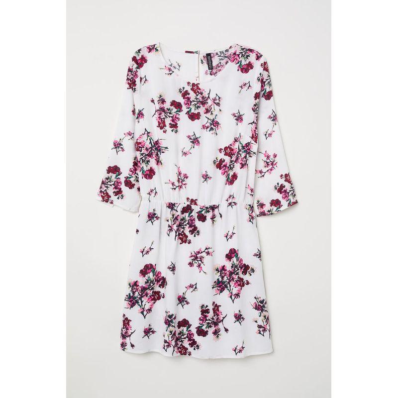 

Export Single H Home Tea Khaki Salt Vacation Style Loose Doll Dress Exquisite Print Elastic Waist Cotton Skirt White Flower L(40)