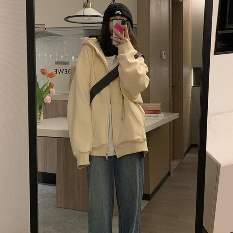 Women's Hooded Sweatshirt/zip-up Cardigan for Autumn/winter; Casual Outerwear for Women