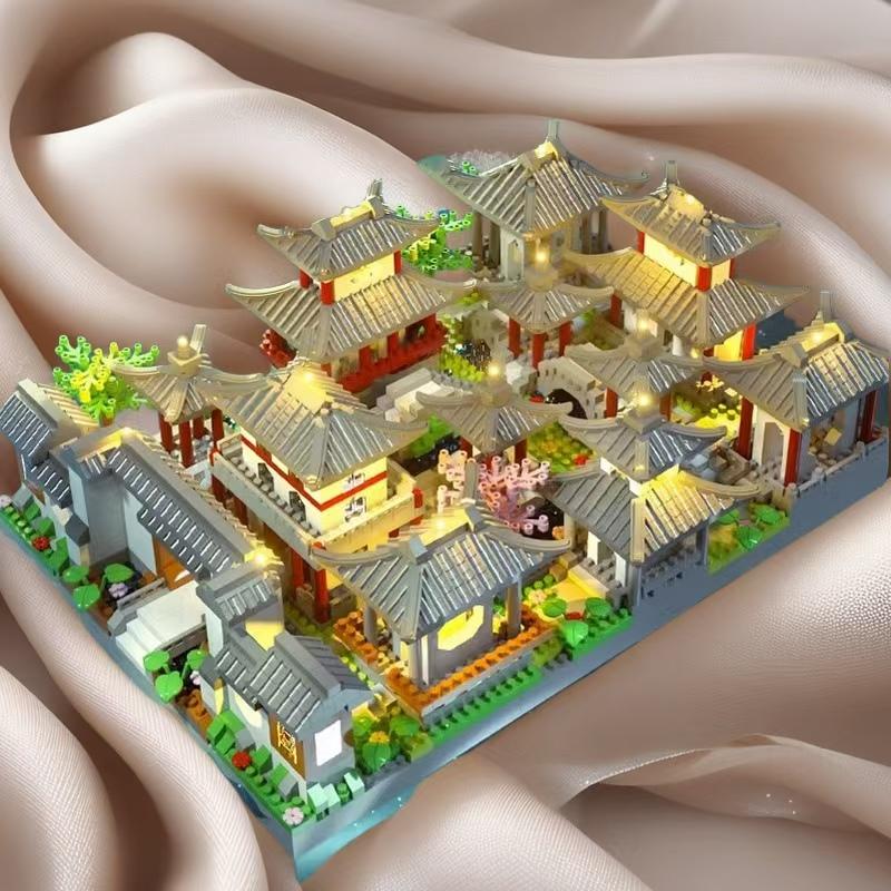 1022 Piece 3D Building Block Set - Suzhou Garden Traditional Architecture, Perfect Gift for Halloween and Easter