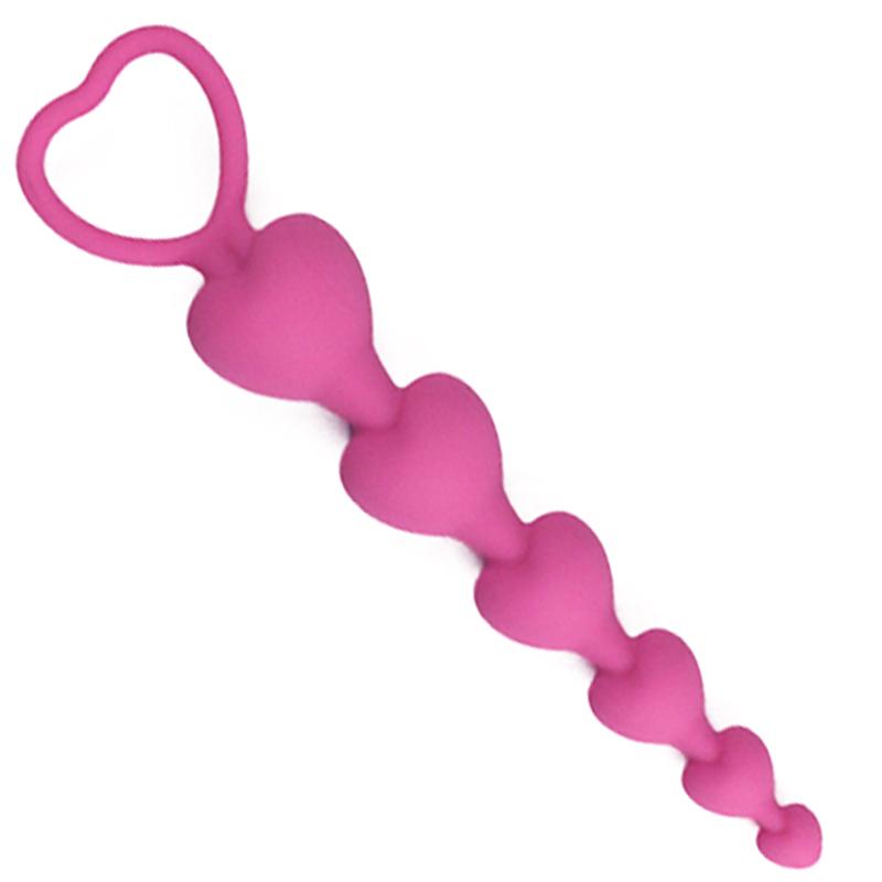 Heart Shaped Silicone Anal Beads Butt Plug Balls