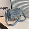 Lightweight Denim Zipper Crossbody Bag Stitching Line Embroidery Decoration Bag Hot Sale Casual Youth Women's Shoulder Bags