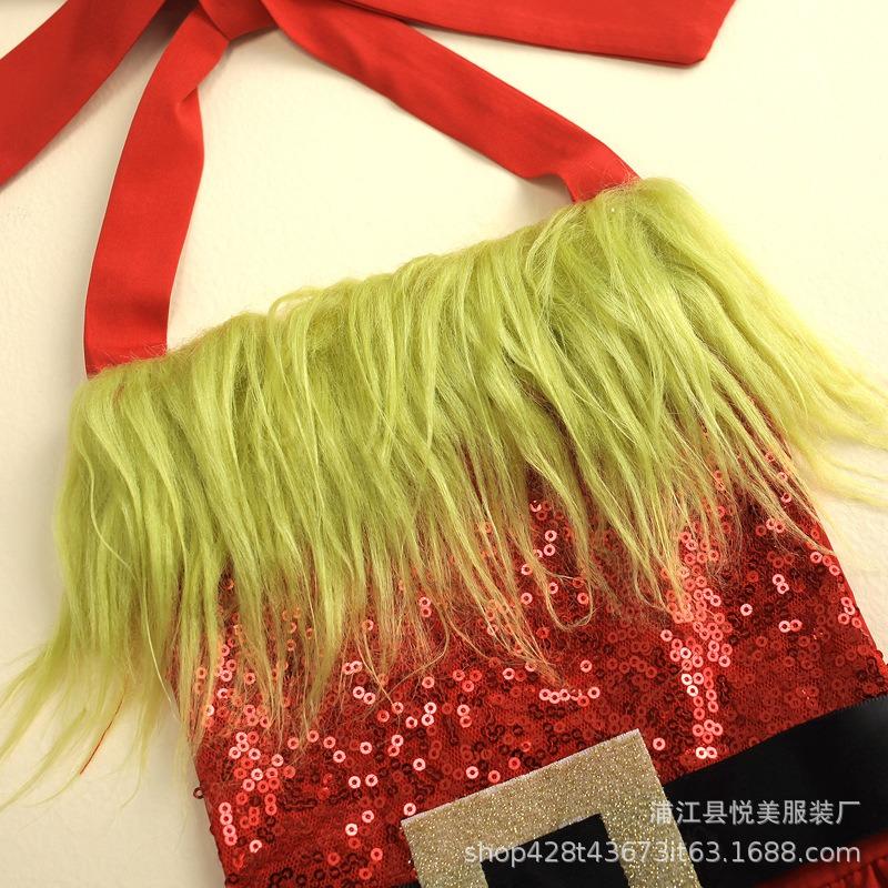 Christmas Costume Green Hair Grinch Costume Children's Dress Performance Costume