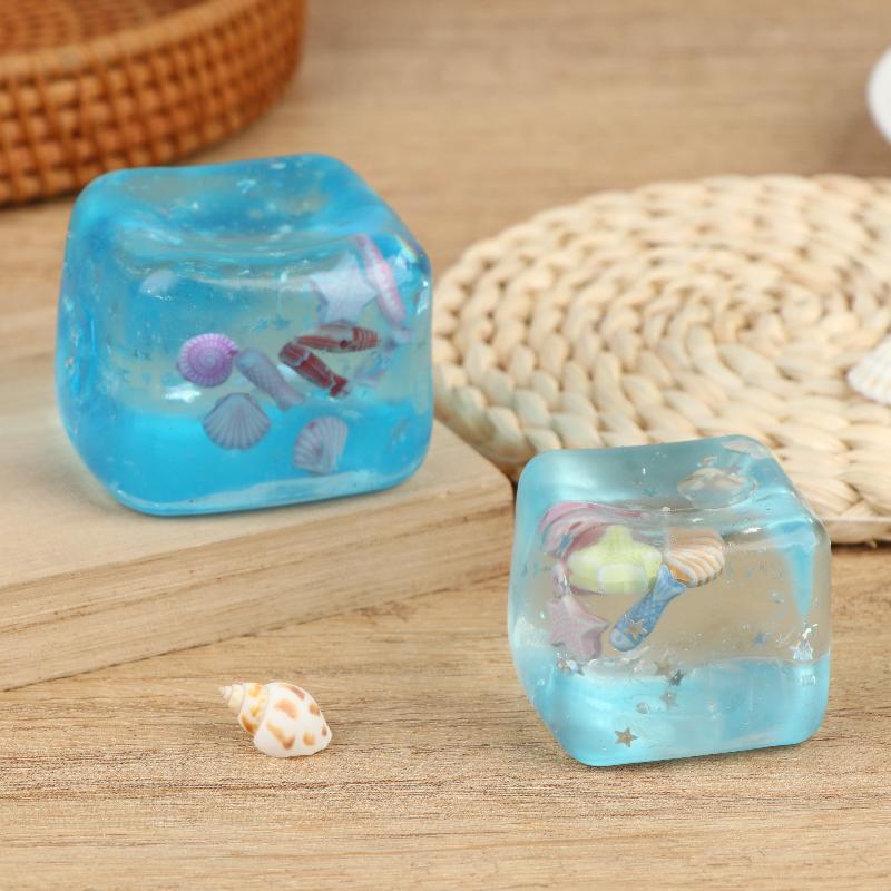 4.5/5.5Cm Ocean Style Embedded Shell Slow Rising Toy Mochi Stress Relief Square Ball Cute Fidget Toy For Adults Kids