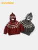 DUUDUU Red Girls' Korean Style New Year Knit Sweater for Autumn/Winter