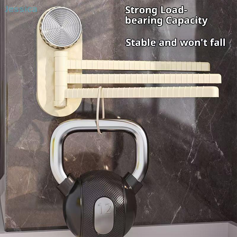 Suction Cup Rotating Towel Rack 3-Arm Free Rotation Towel Holder for Bathroom,Strong Load-Bearing & Ventilated Drainage