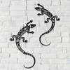 2D Metal Gecko Silhouette 2pcs Flat Iron Wall Art Sculpture Outdoor Home Garden Decor