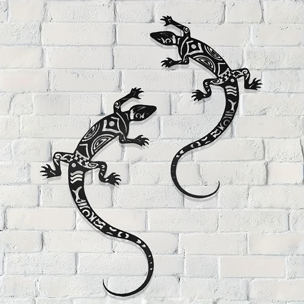 2D Metal Gecko Silhouette 2pcs Flat Iron Wall Art Sculpture Outdoor Home Garden Decor