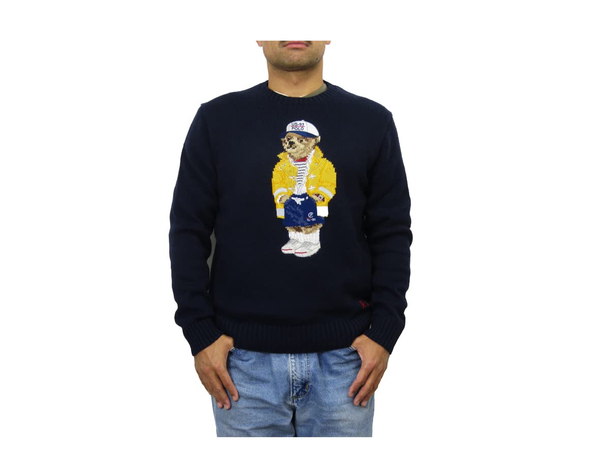

POLO RALPH LAUREN Cotton Linen Polo Bear Crew Neck Men s Sweater, US-93, 0102873-XXL-NAVY [Used]
