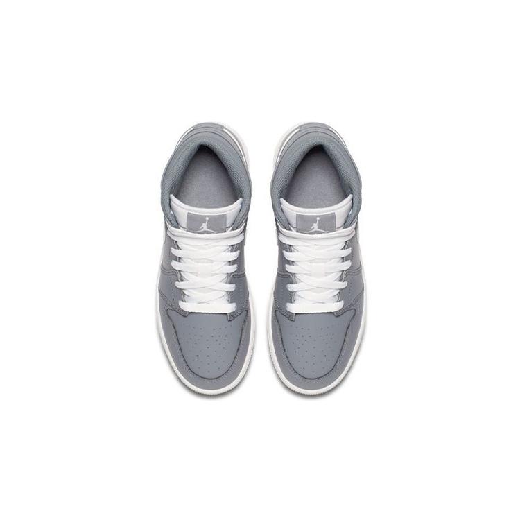 Air Jordan 1 Mid BG 'Cool Grey' (Unisex) Cool Grey / White-White Kids' Basketball Shoes 554725 036