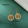 Lucktune Tree of Life Round Pendant Earrings for Women Stainless Steel Crystal Zircon Tree Earring Jewelry Valentine's Day Gifts