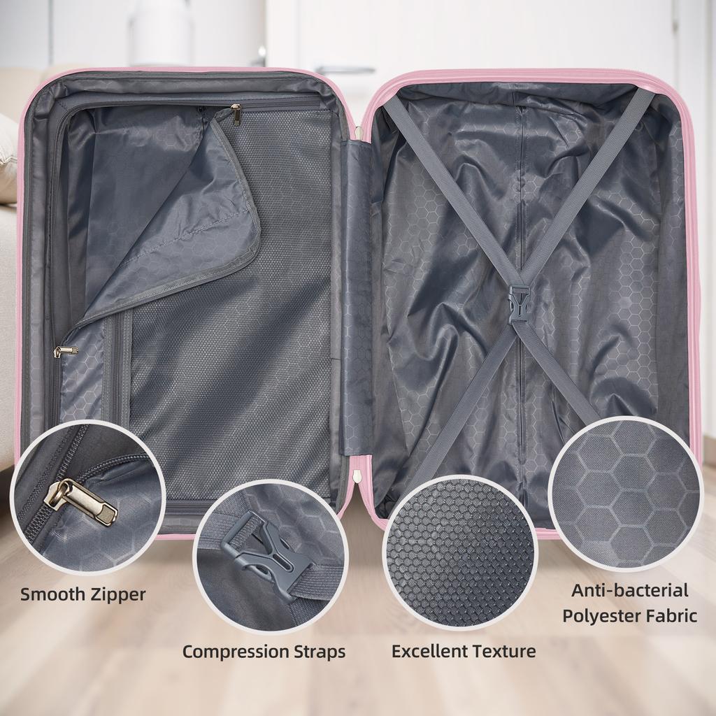 New Stylish Pink 6-piece Expandable Luggage Travel Set with Free Umbrella, Perfect for Long-distance Travel and Business Trips