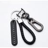 Trendy DIY Mobile Phone Number Plate Keychain - Punk Style Woven Leather Rope, Anti-lost Car Key Accessory for Men
