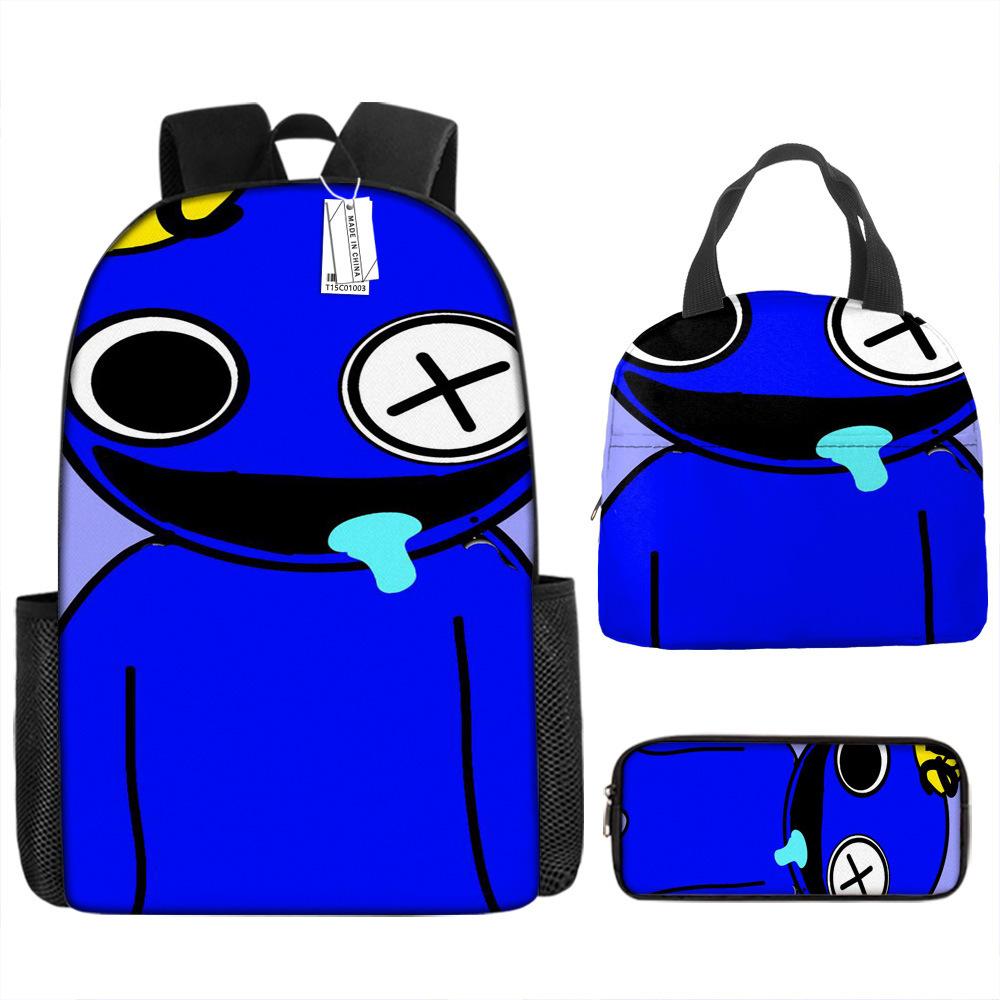 Rainbow Friends School Bag Rainbow Friends Backpack Three-piece Set for Elementary School Students Large Capacity Cartoon Computer Bag