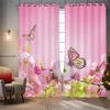 2 pieces of butterfly flower pattern printed curtains for natural scenery decoration, bedroom, living room