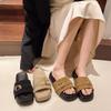 Retro-designed Button-down One-line Slippers for Women Thick-soled Comfortable To Wear with Flip-flops Fashionable Casual Shoes