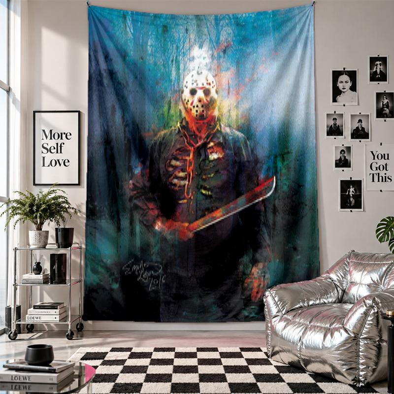 Wall TapestryFriday the 13th Jason Voorhees Art Hanging Cloth Decorative Background Cover for Room Decoration