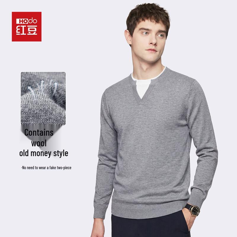 Hodo Men's Faux Two-Piece Pullover Knit Sweater