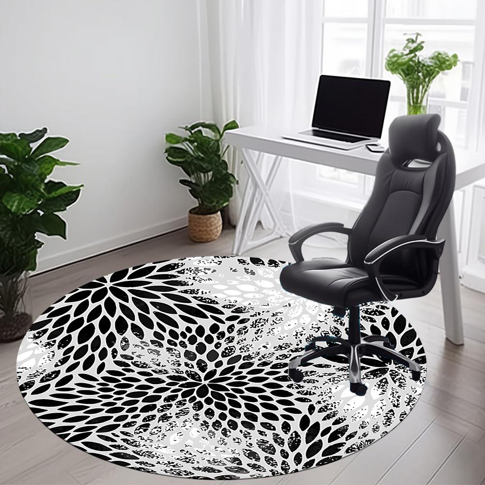 1pc Floral Pattern Office Round Area Rug, Indoor Mat Suitable ForOffice, Under Office Chairs Bedroom Living Room Home Decor, Room Deco 007