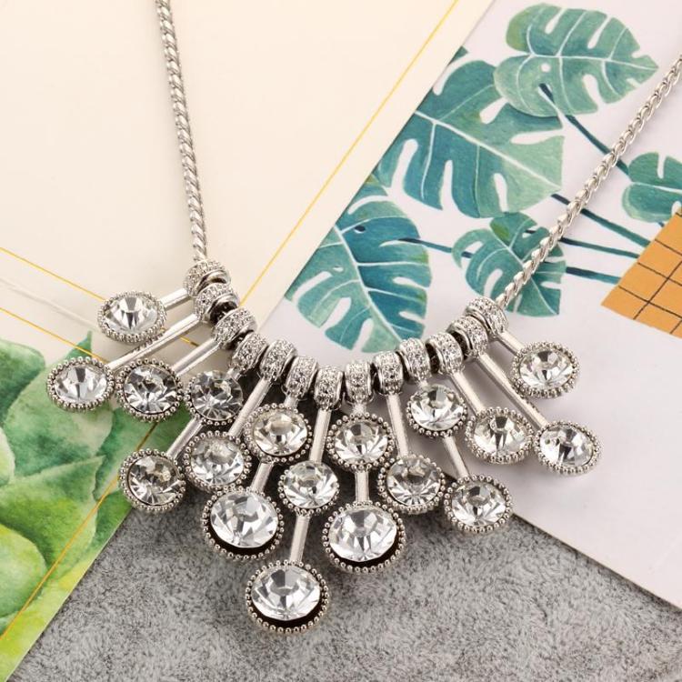 Elegant Black White Multilayer Round Crystal Necklace For Women